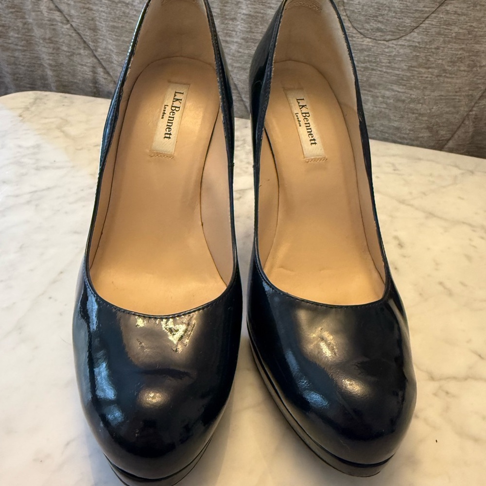 LK Bennett Blue Patent Leather Heels